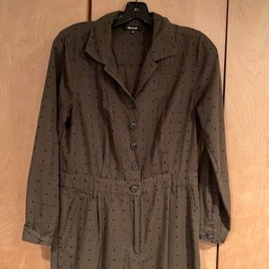 Madewell army green black polka dot jumpsuit